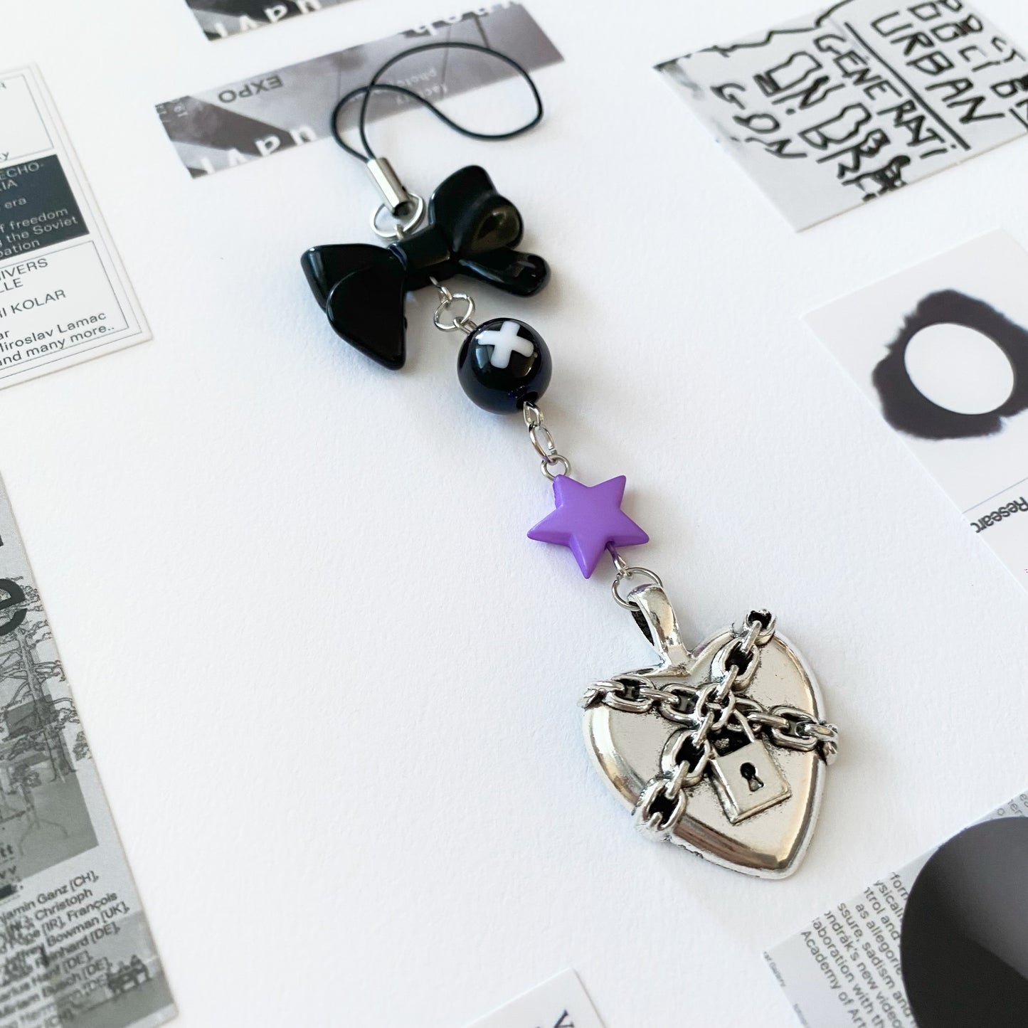 Handmade Locked Heart Phone Charm