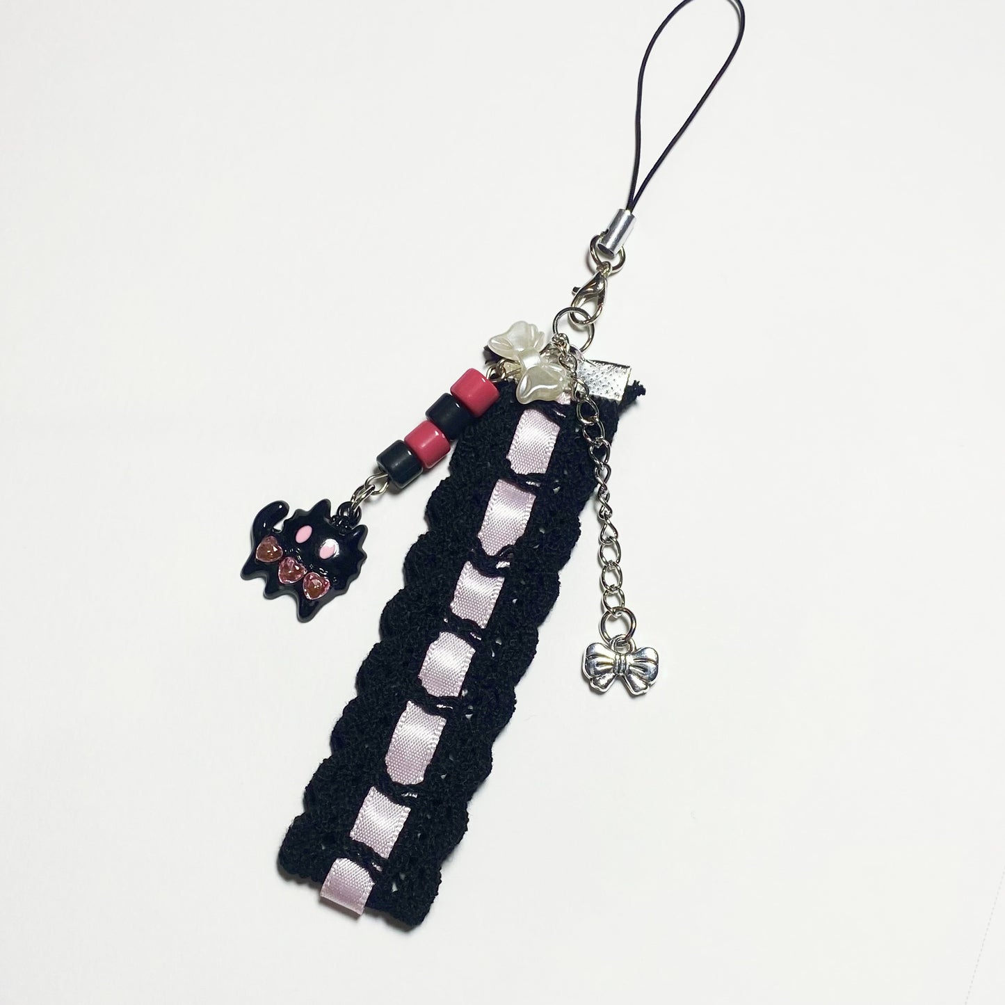 Midnight Lace Cat Phone Charm