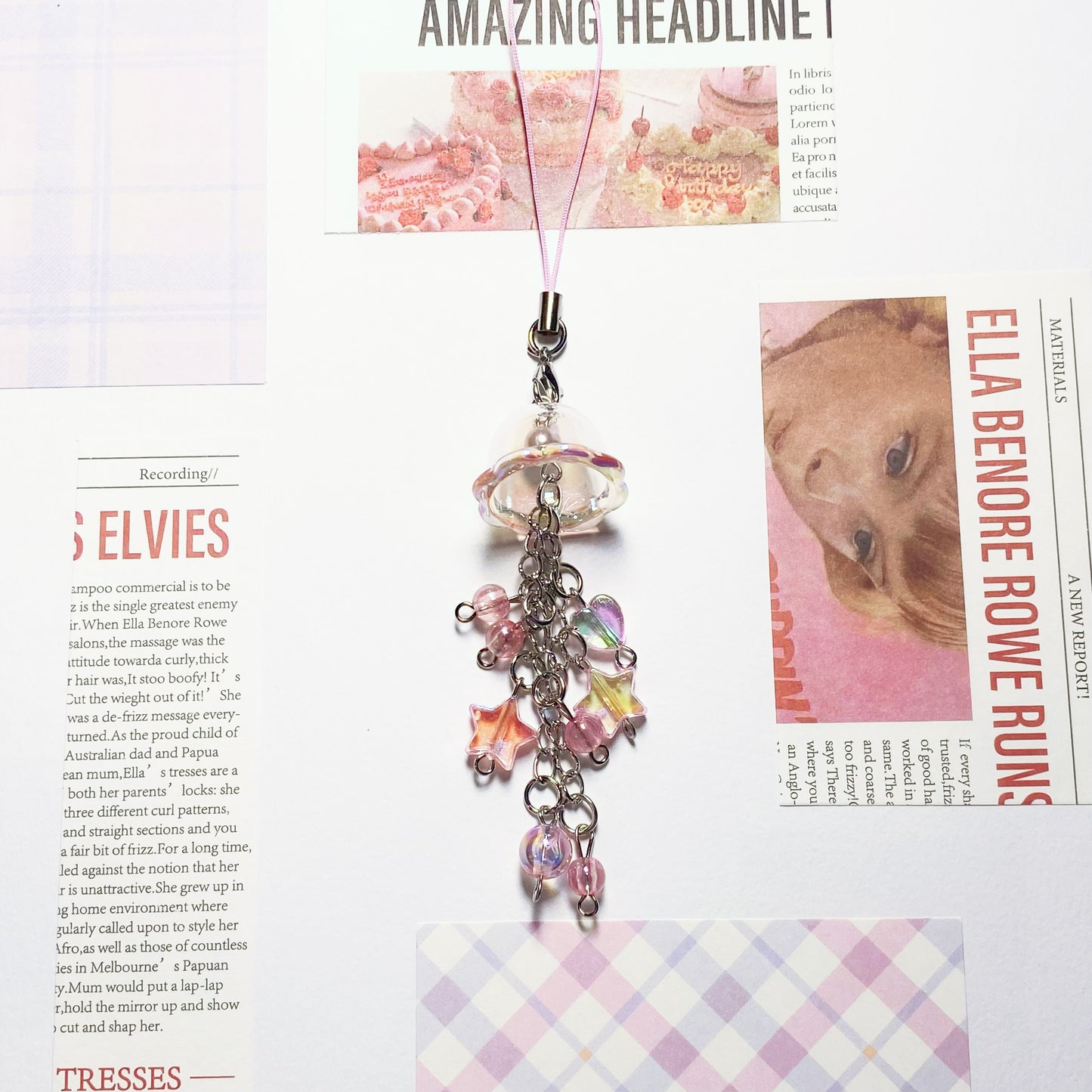 Dreamy Pink Jellyfish Phone Charm