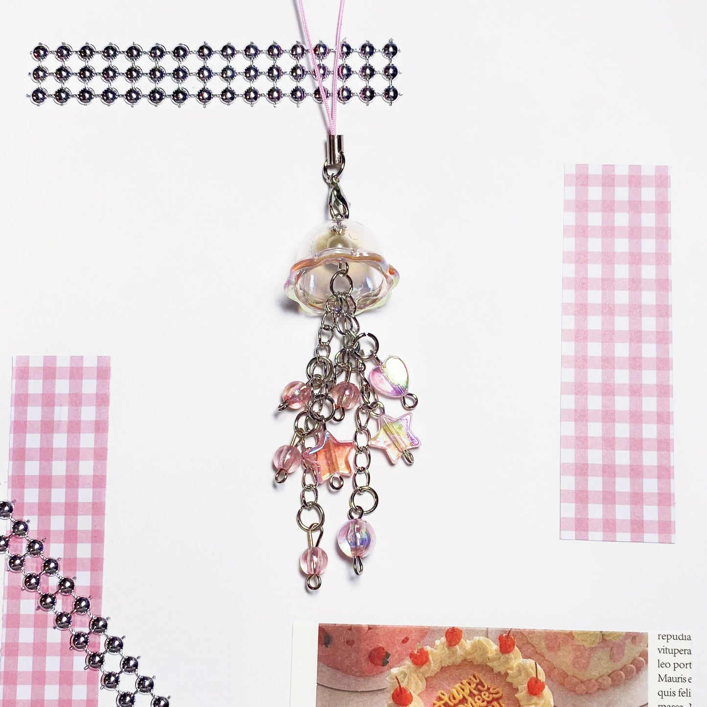 Dreamy Pink Jellyfish Phone Charm