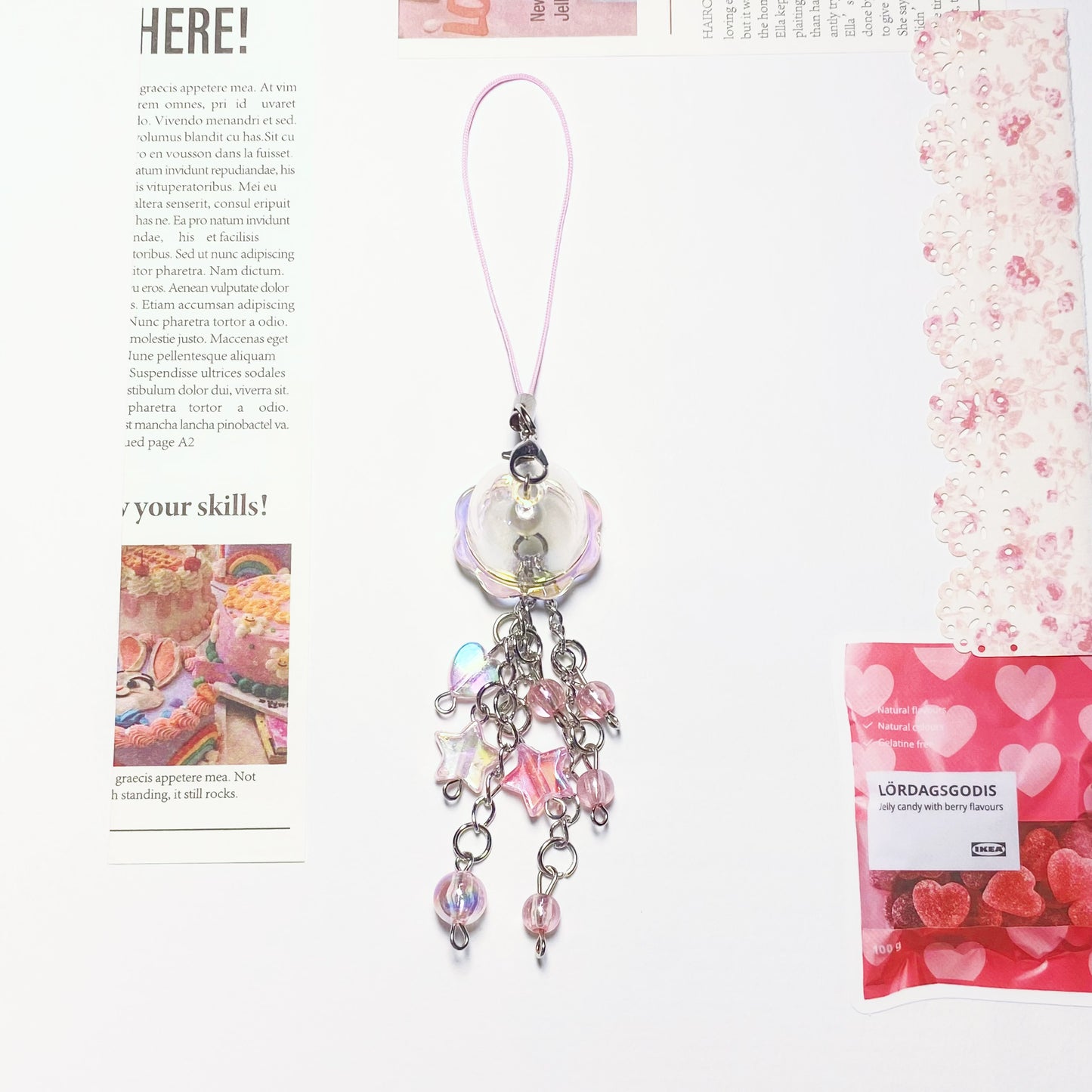 Dreamy Pink Jellyfish Phone Charm