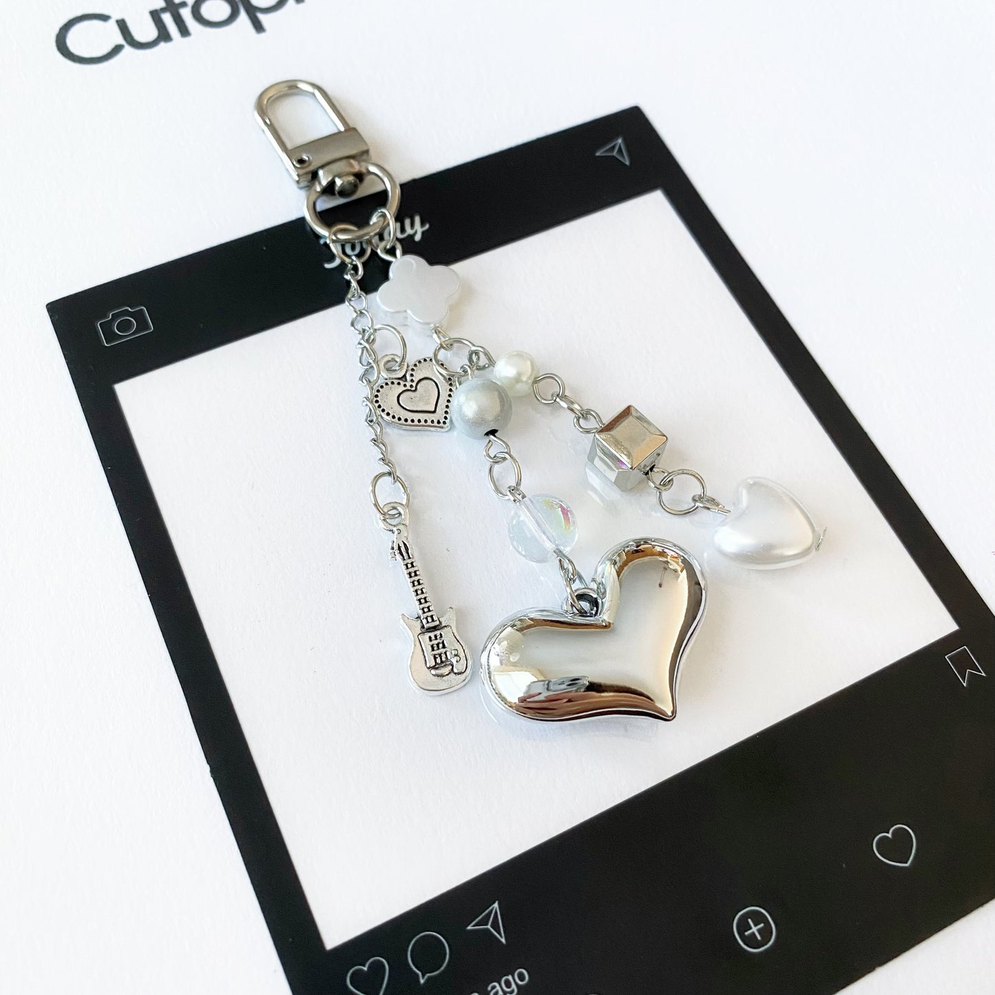 Silver Heart Melody Key Charm
