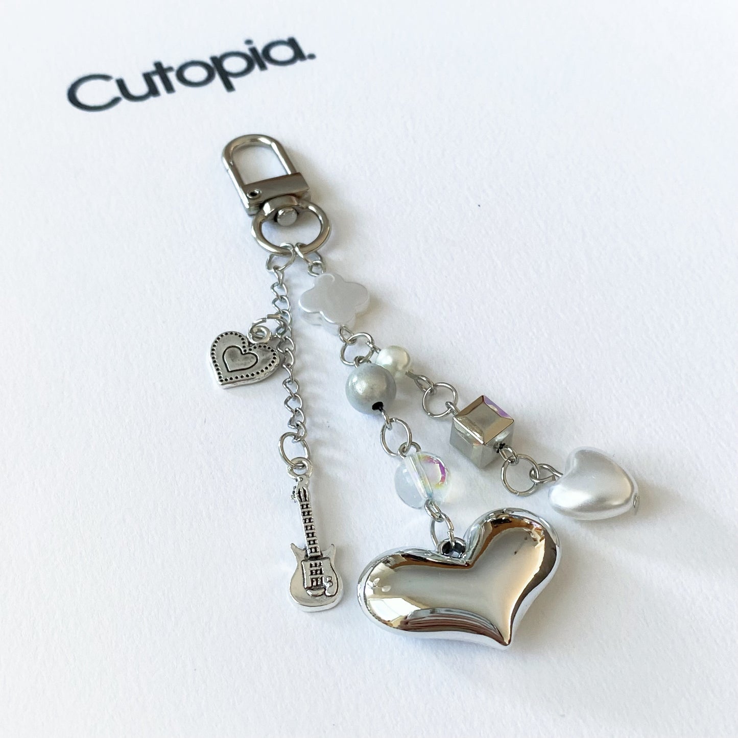 Silver Heart Melody Key Charm