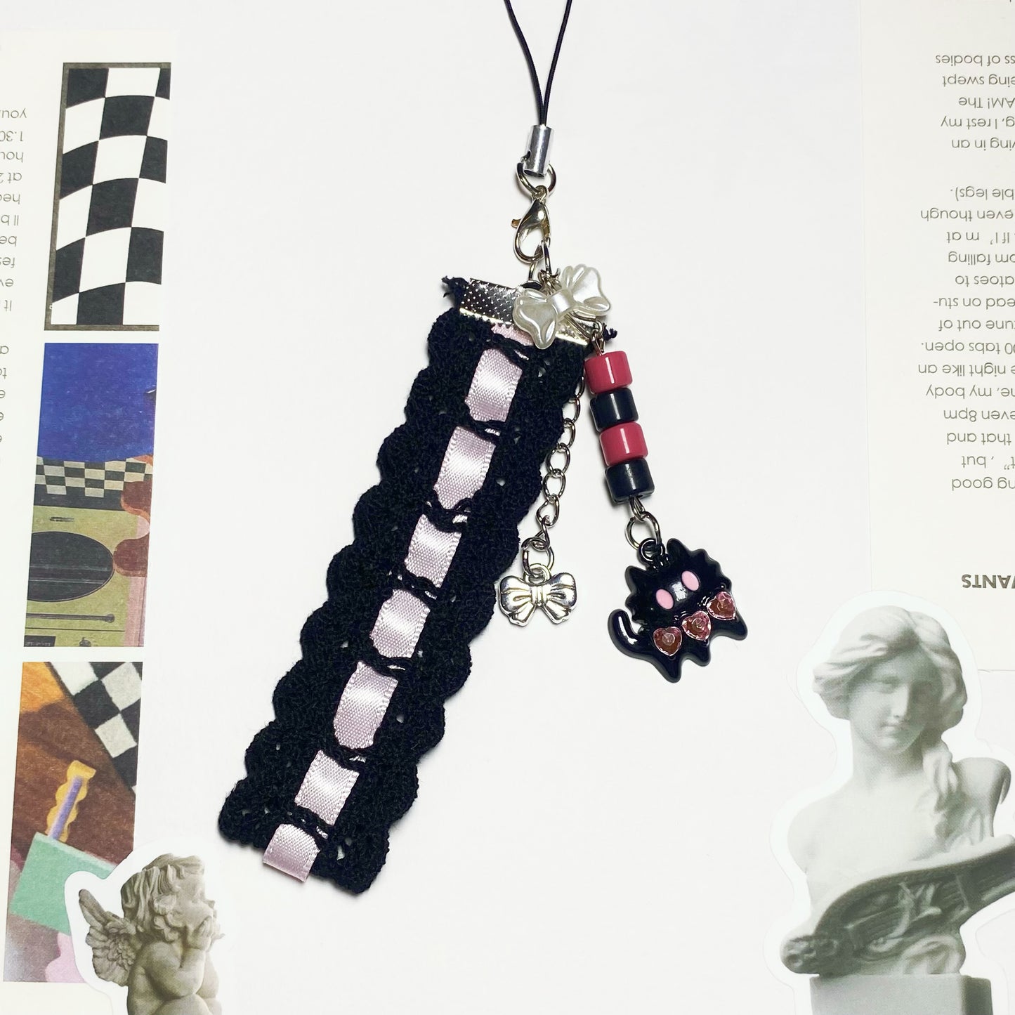 Midnight Lace Cat Phone Charm