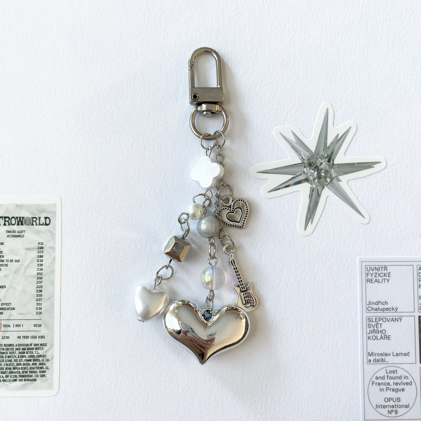 Silver Heart Melody Key Charm