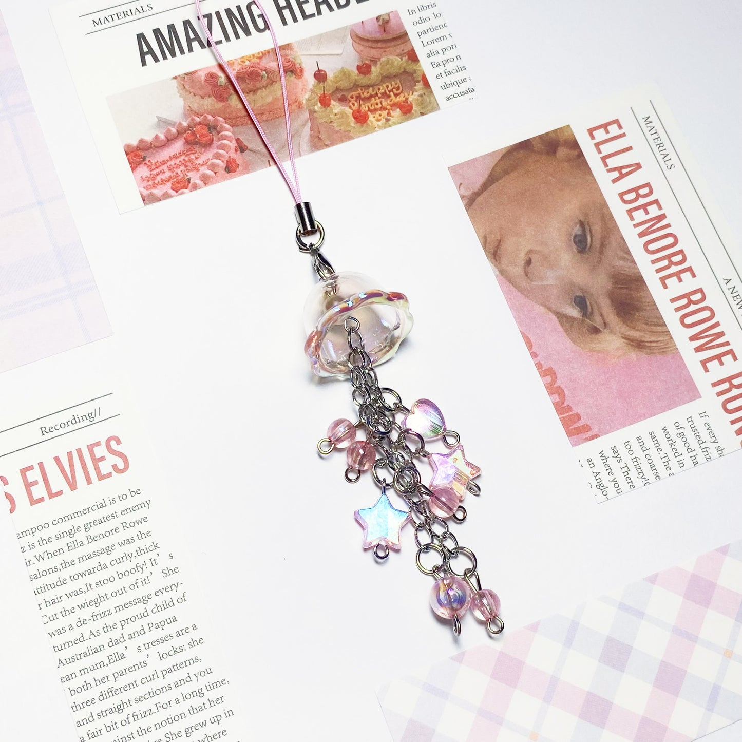 Dreamy Pink Jellyfish Phone Charm