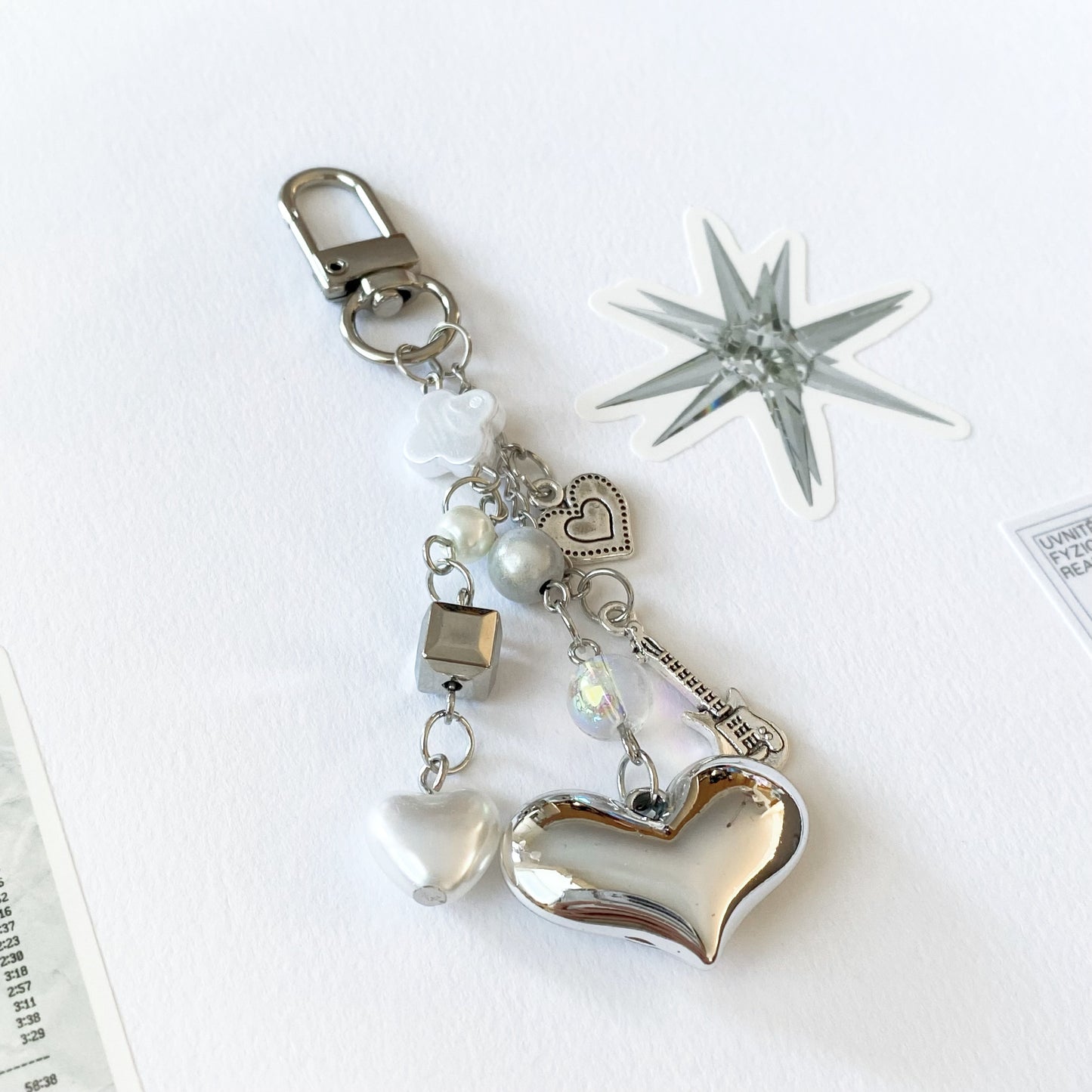 Silver Heart Melody Key Charm