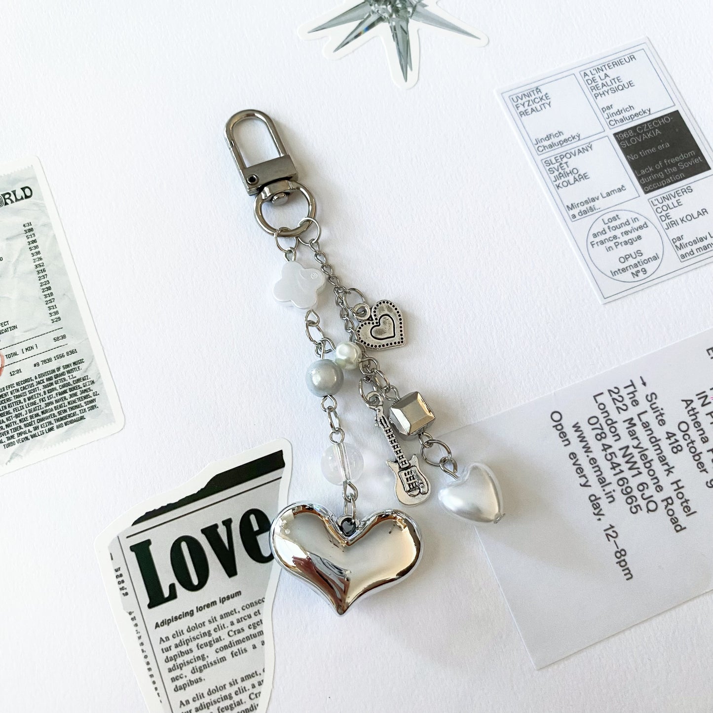 Silver Heart Melody Key Charm