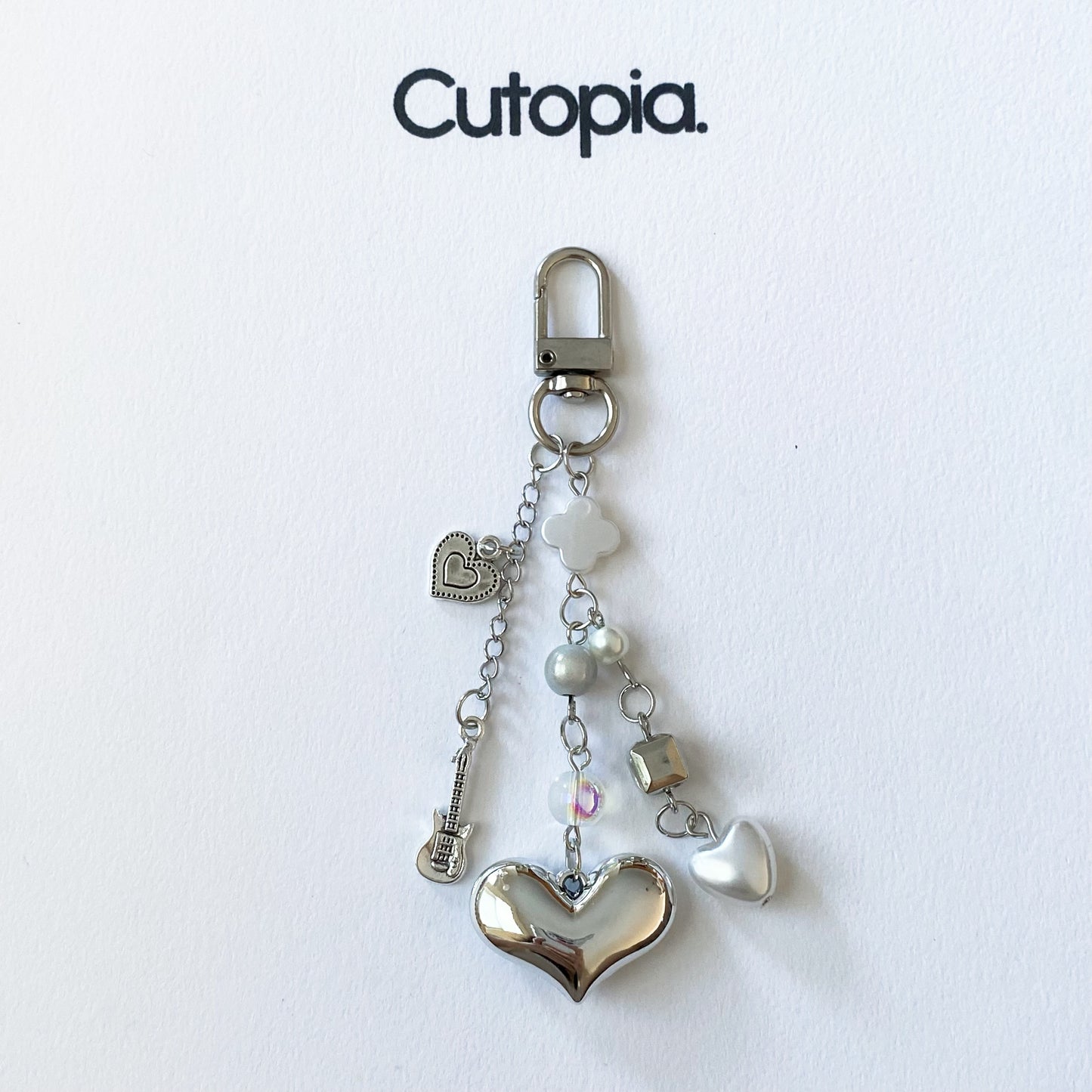 Silver Heart Melody Key Charm