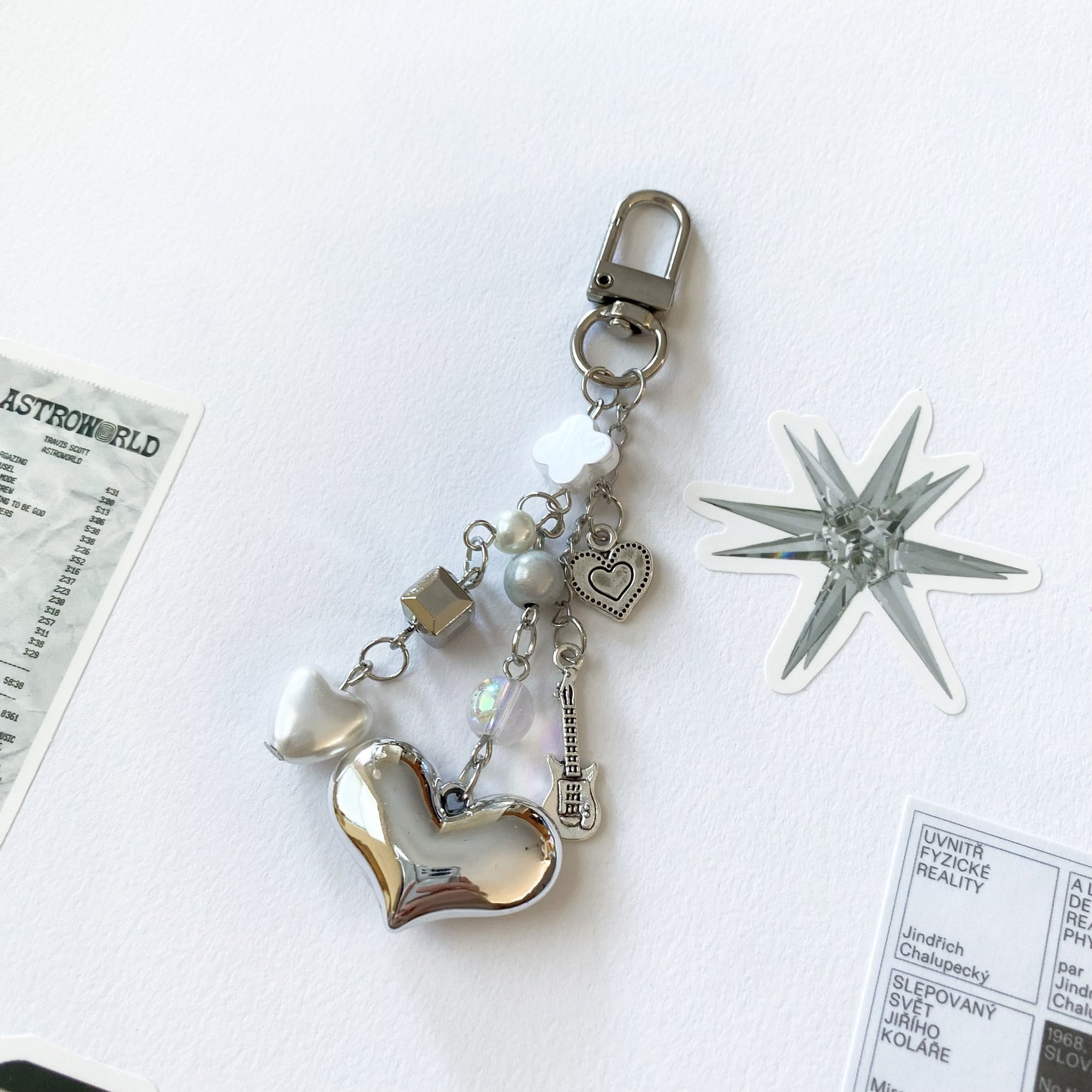 Silver Heart Melody Key Charm
