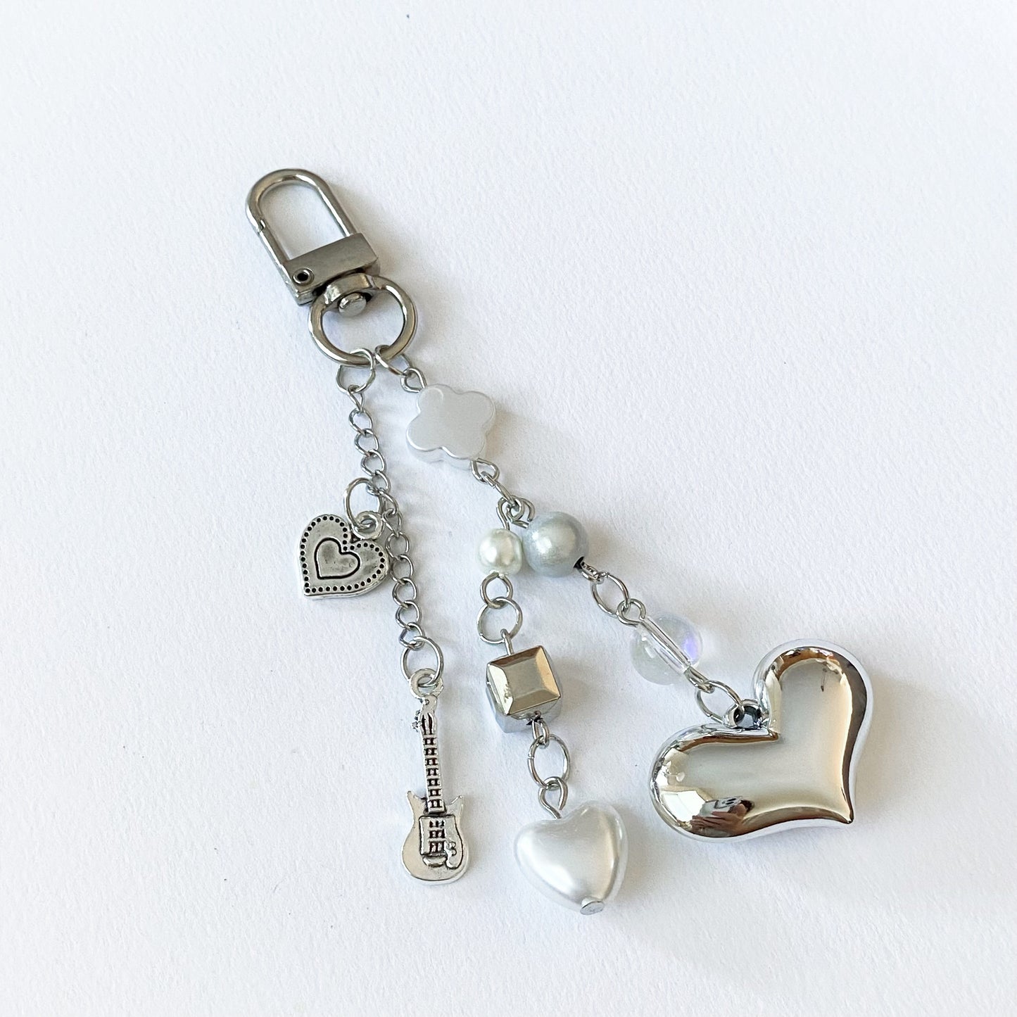Silver Heart Melody Key Charm