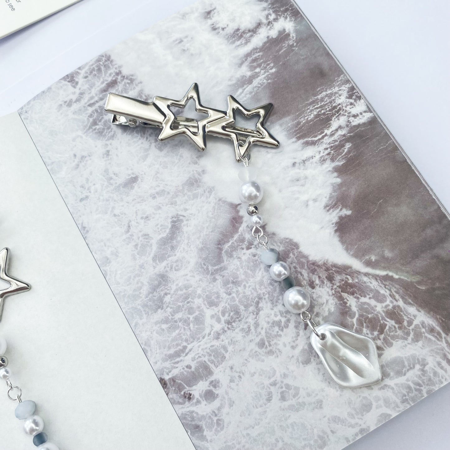 Handmade Silver Double Star Hairclip