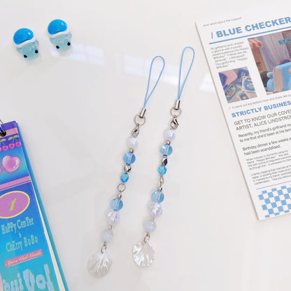 Handmade Blue Beaded Phone Charm/ Keychain/ Bagcharm