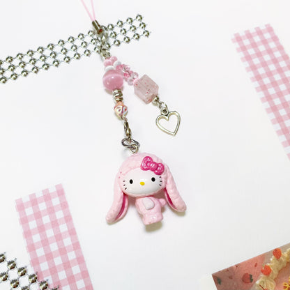 Pink Bunny Hello Kitty Heart Charm