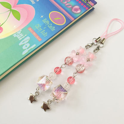 Handmade Pink Butterfly Beaded Phone Charm/ Keychain/ Bagcharm