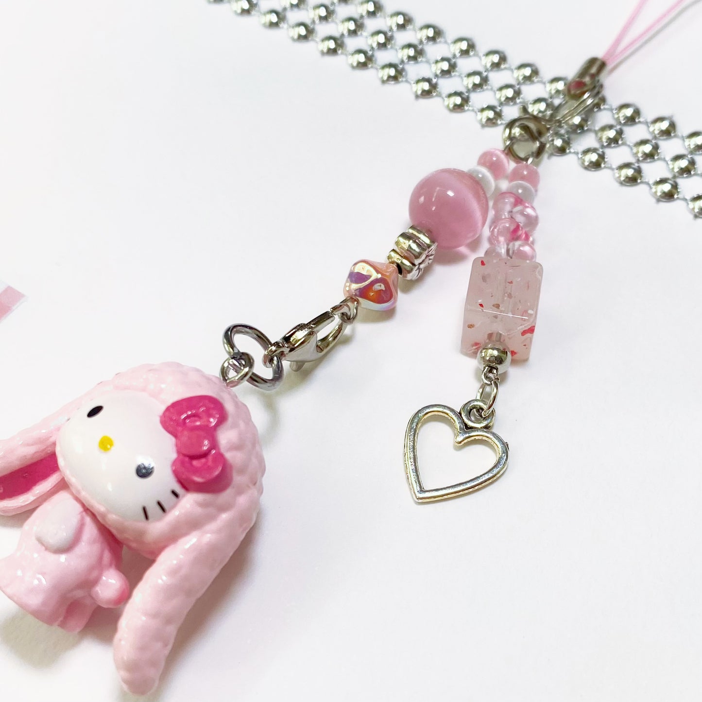 Pink Bunny Hello Kitty Heart Charm