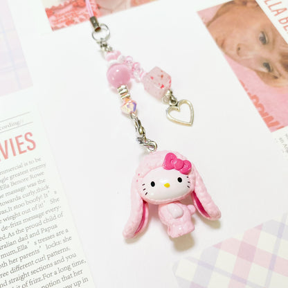 Pink Bunny Hello Kitty Heart Charm