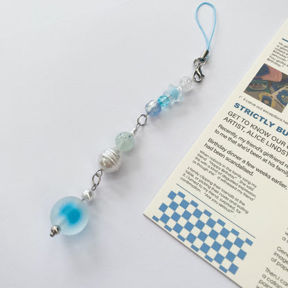 Handmade Blue Bubble Beaded Phone Charm/ Keychain/ Bagcharm