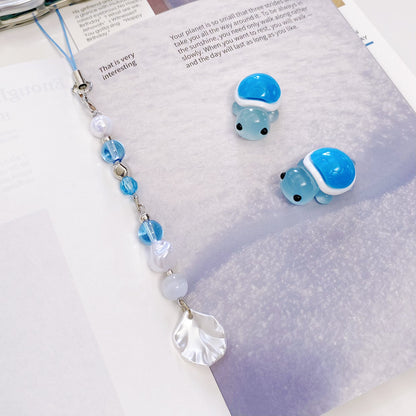 Handmade Blue Beaded Phone Charm/ Keychain/ Bagcharm