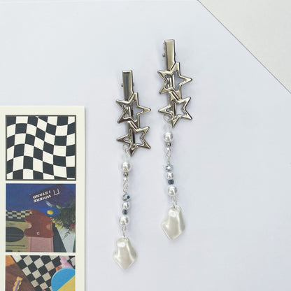 Handmade Silver Double Star Hairclip