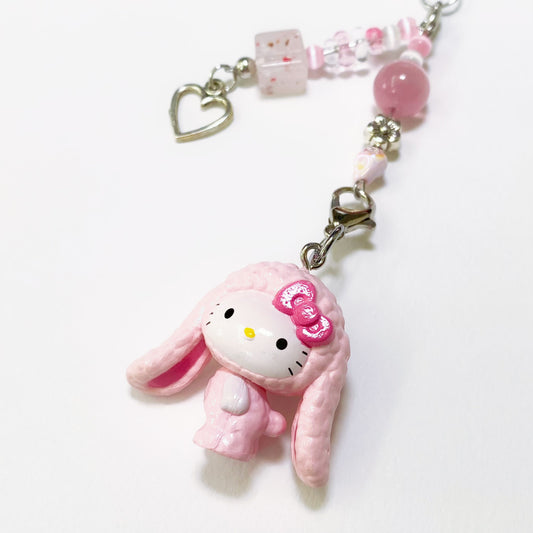 Pink Bunny Hello Kitty Heart Charm