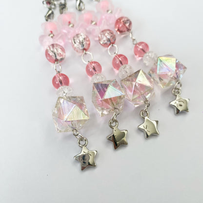 Handmade Pink Butterfly Beaded Phone Charm/ Keychain/ Bagcharm