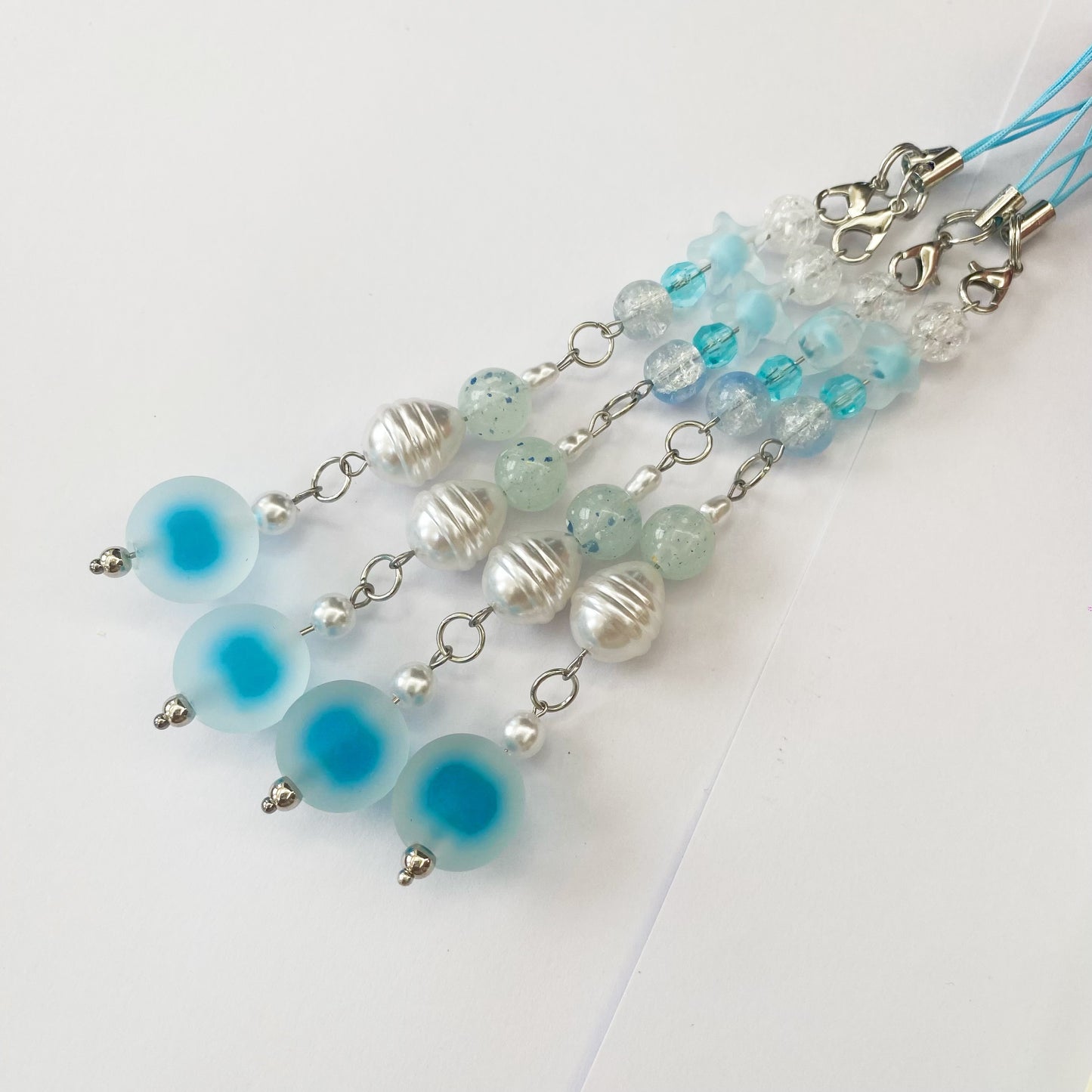 Handmade Blue Bubble Beaded Phone Charm/ Keychain/ Bagcharm