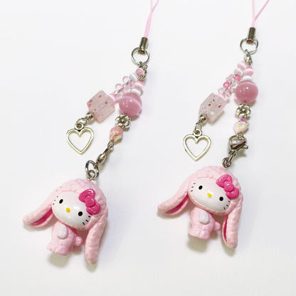 Pink Bunny Hello Kitty Heart Charm