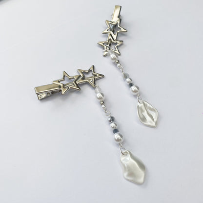 Handmade Silver Double Star Hairclip