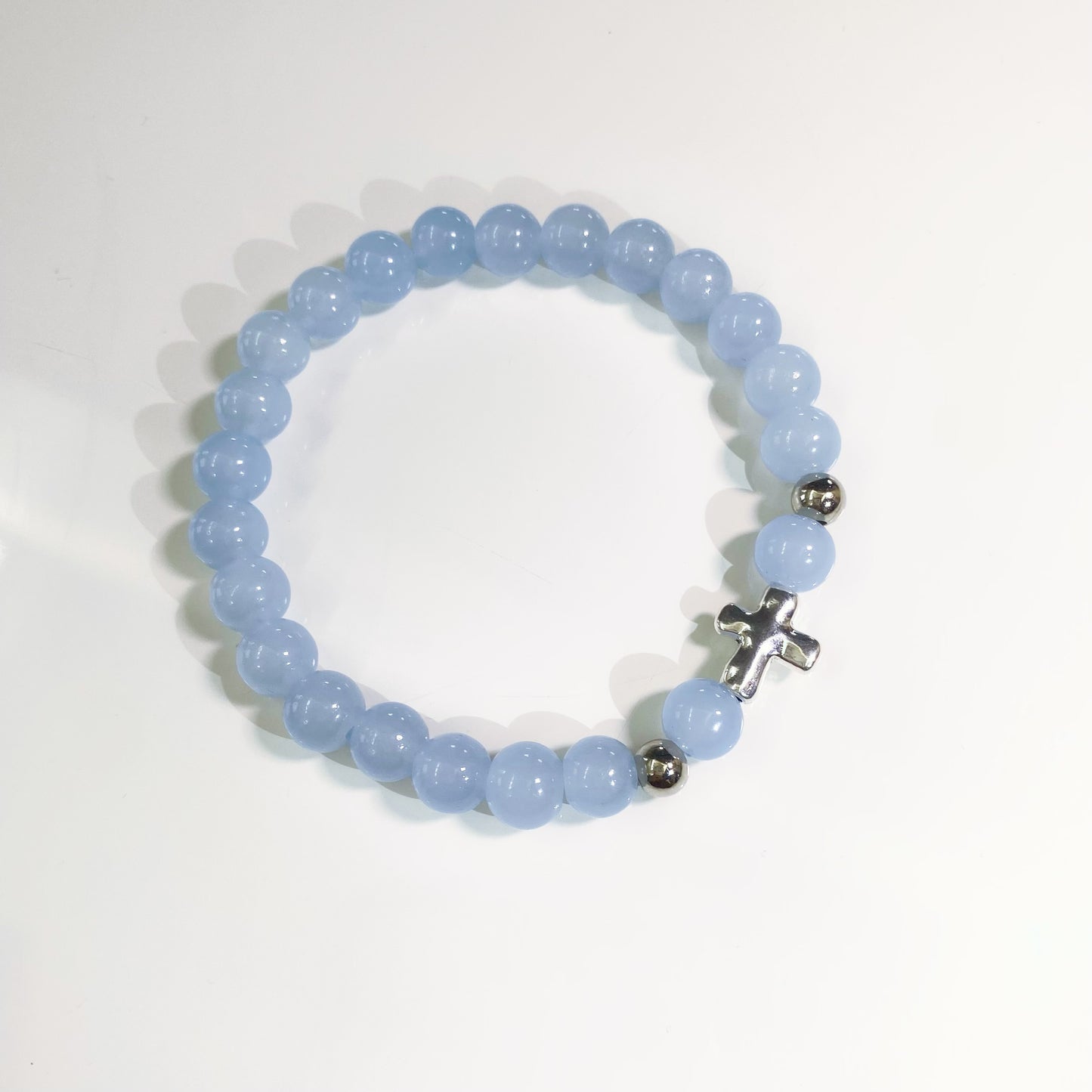 Baby Blue Cross Charm Bracelet